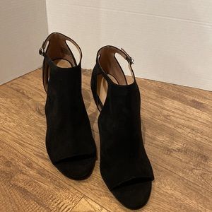 Christian Siriano Black Suede Open Toe Heels
